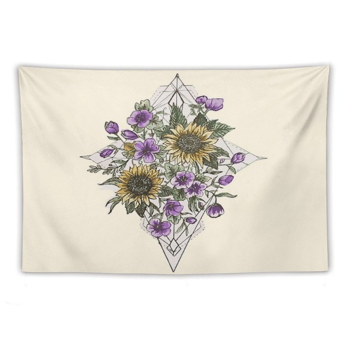 Geometric Sunflower Pattern Tapestry