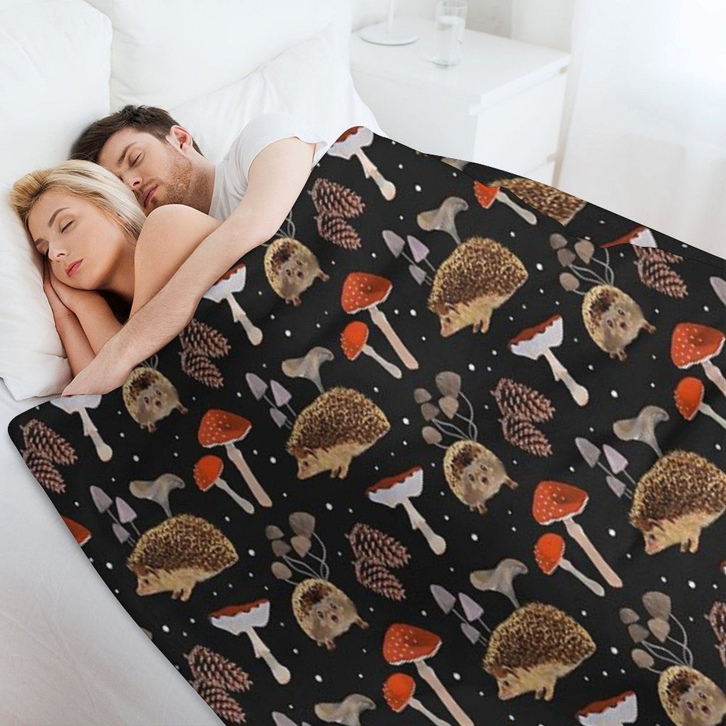 Hedgehogs & Mushrooms Throw Blanket