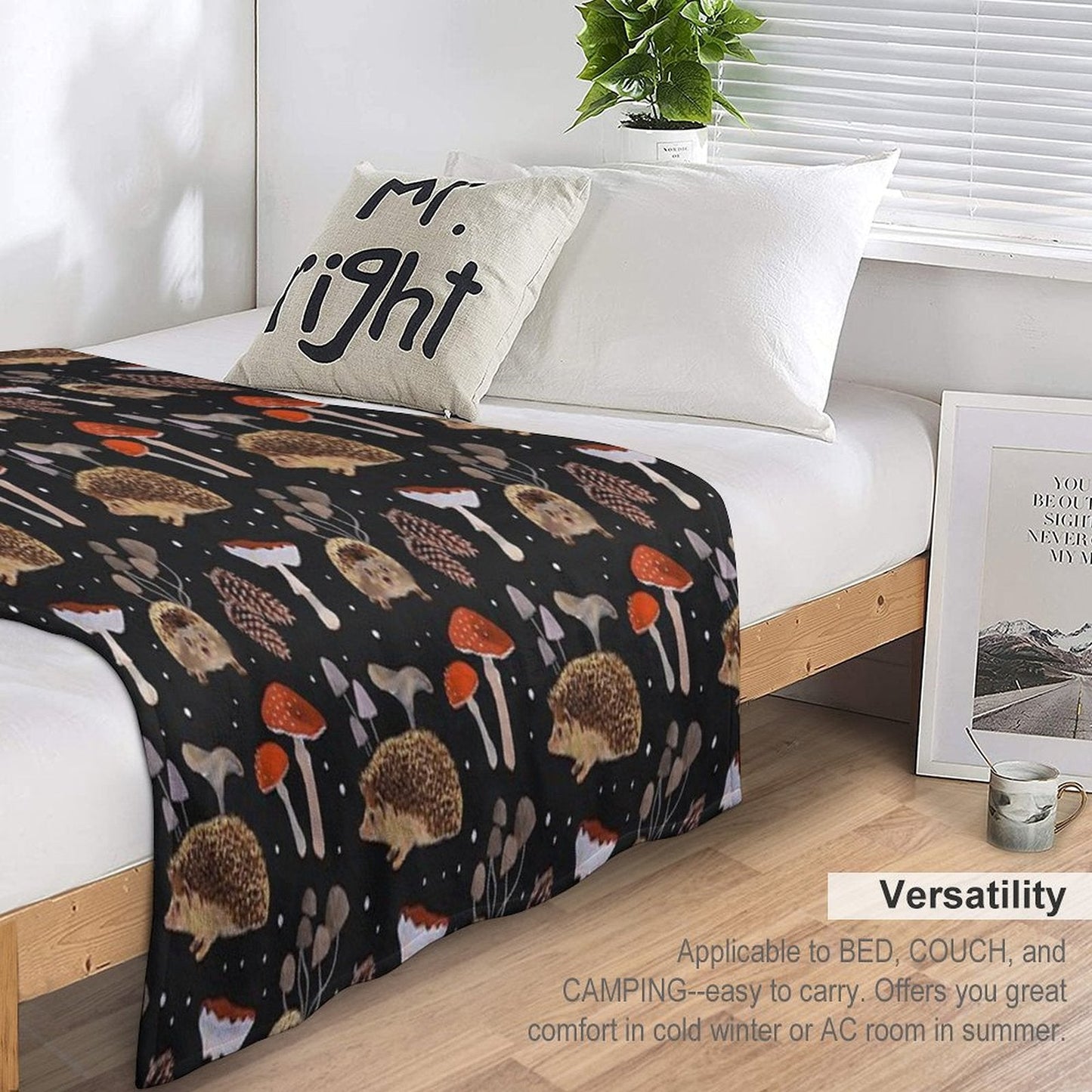 Hedgehogs & Mushrooms Throw Blanket