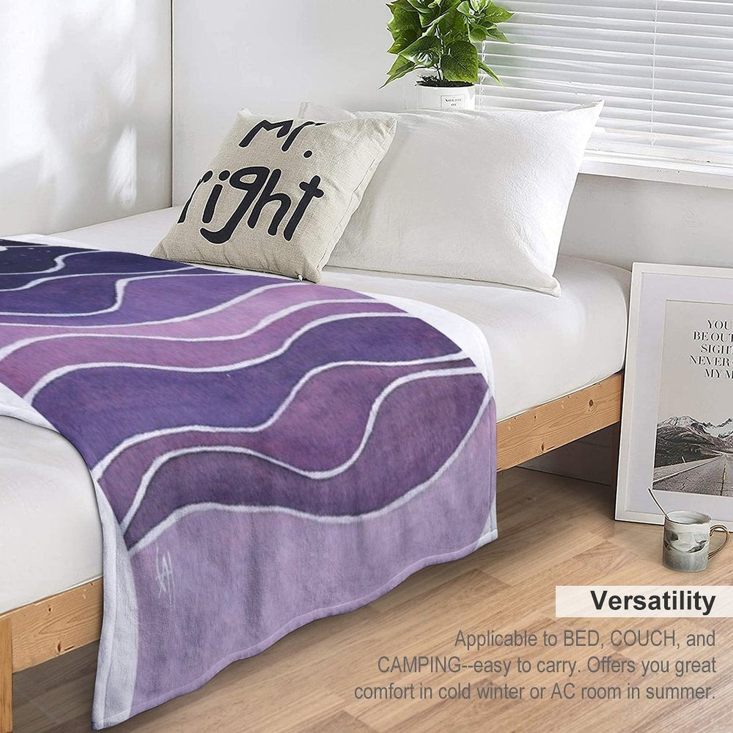 Purple Mountains & Moon Throw Blanket