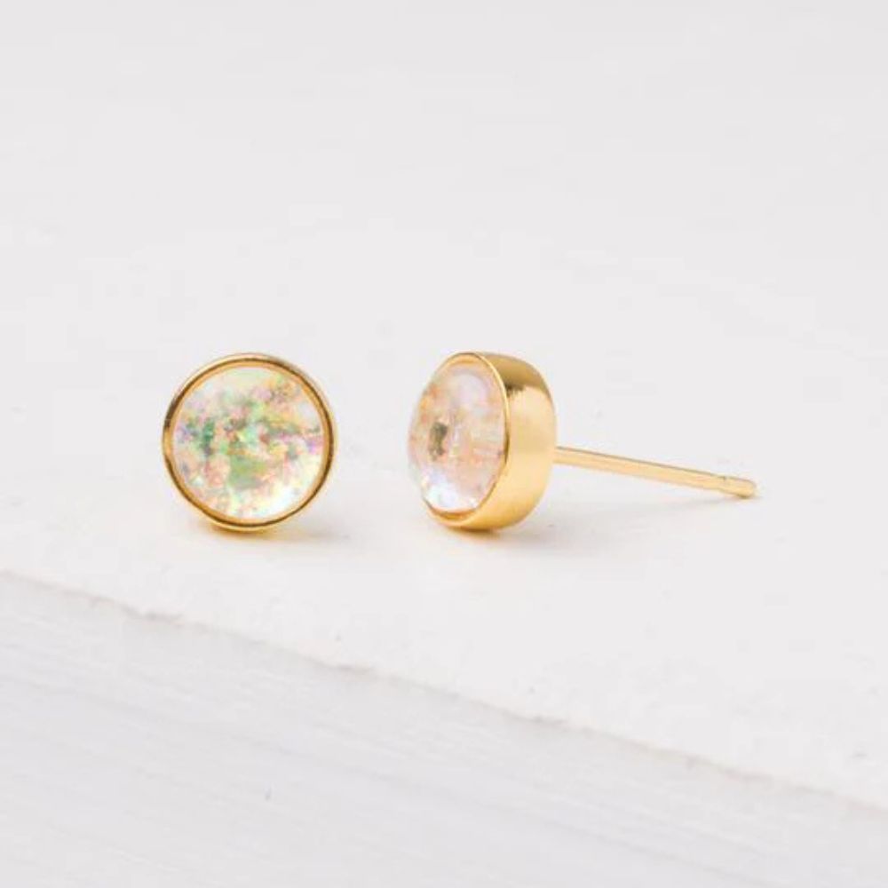 Mina Gold and Opal Stud Earrings