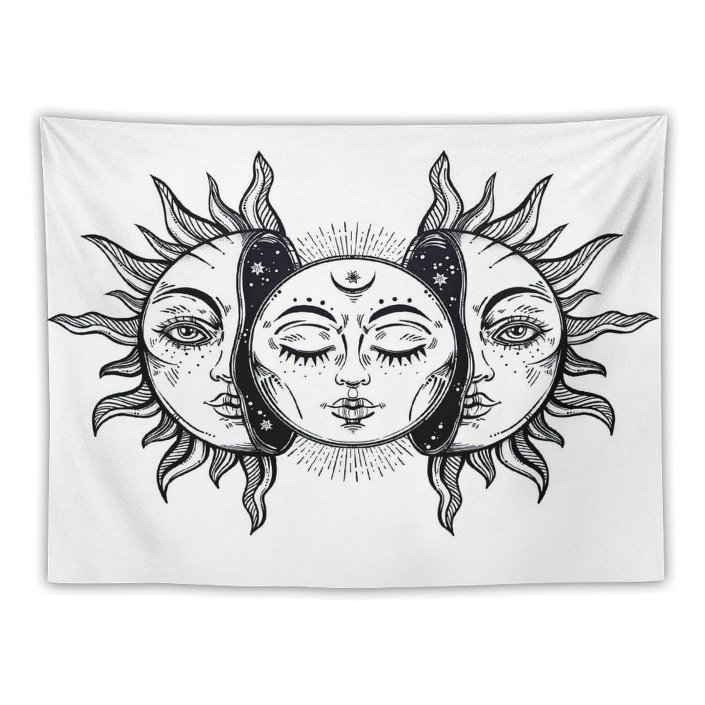 Vintage Solar Sun And Moon Tapestry