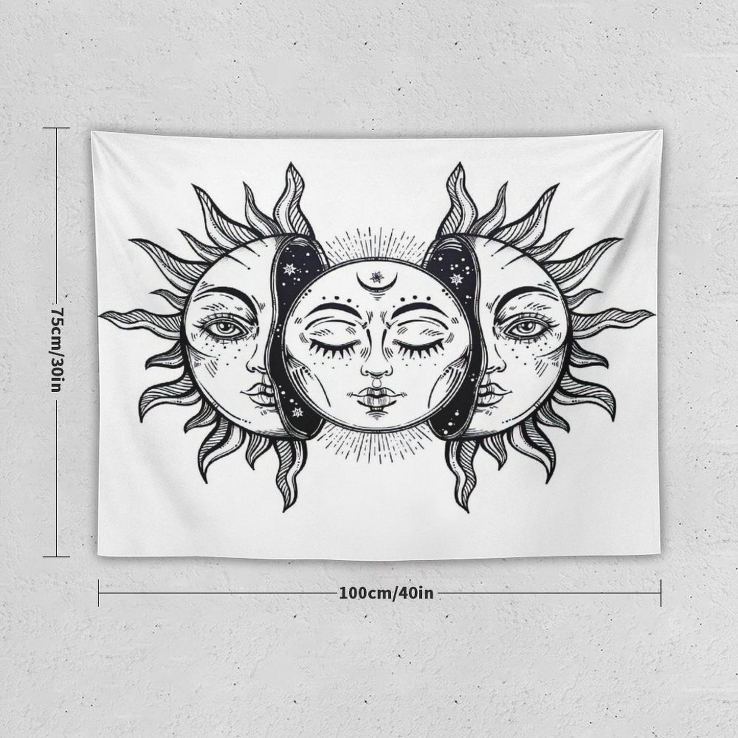 Vintage Solar Sun And Moon Tapestry