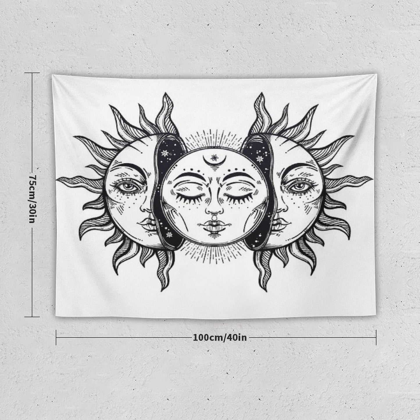 Vintage Solar Eclipse Sun And Moon Tapestry