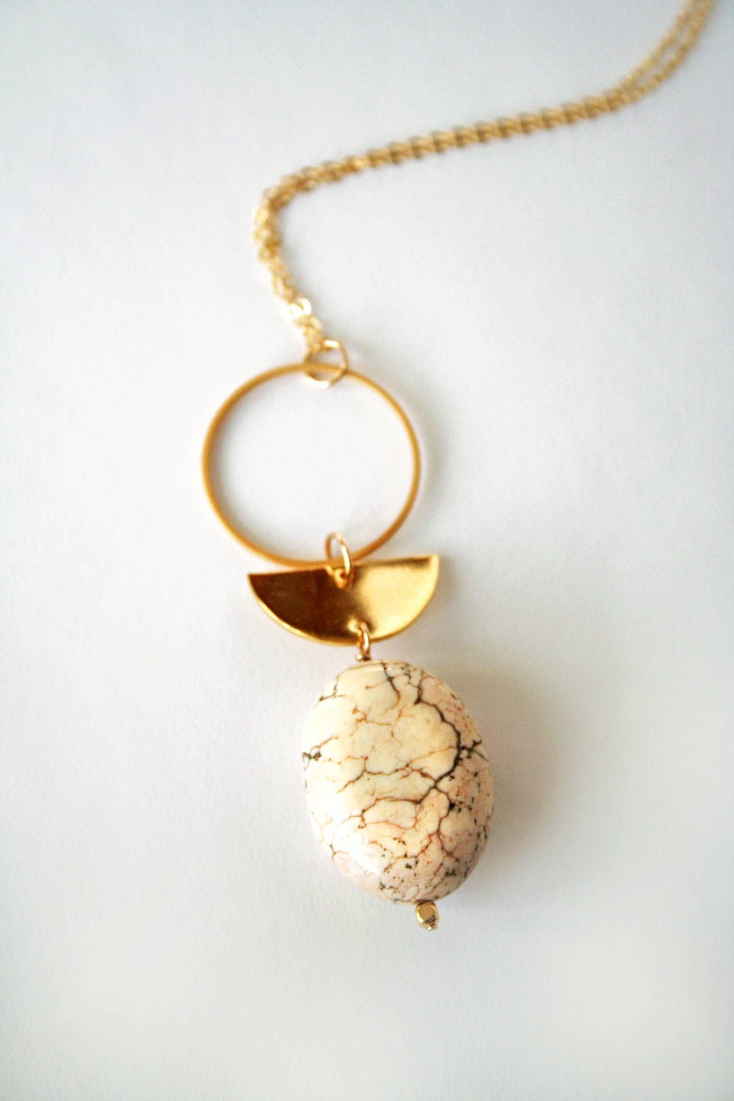 White Turquoise Long Statement Necklace