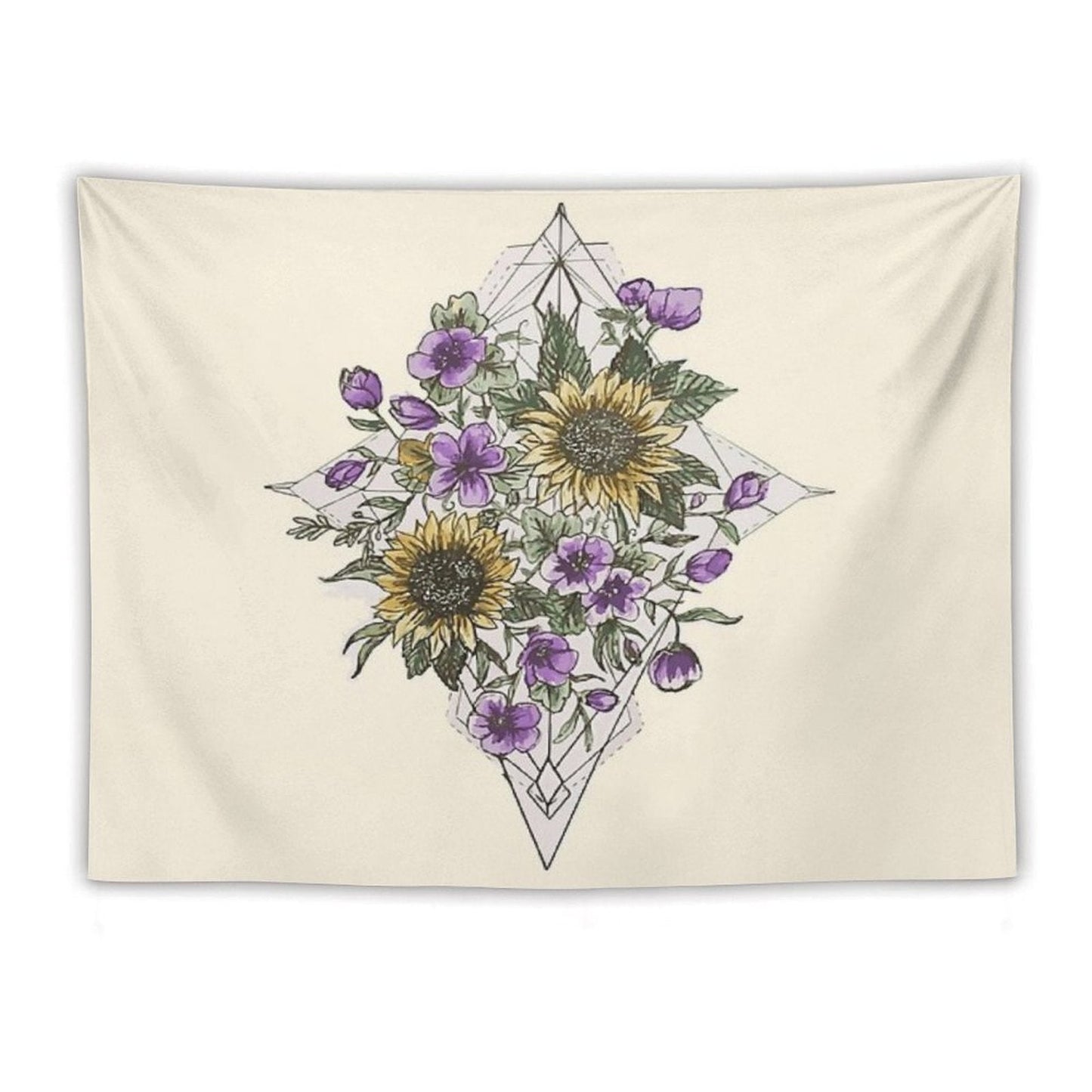 Geometric Sunflower Pattern Tapestry