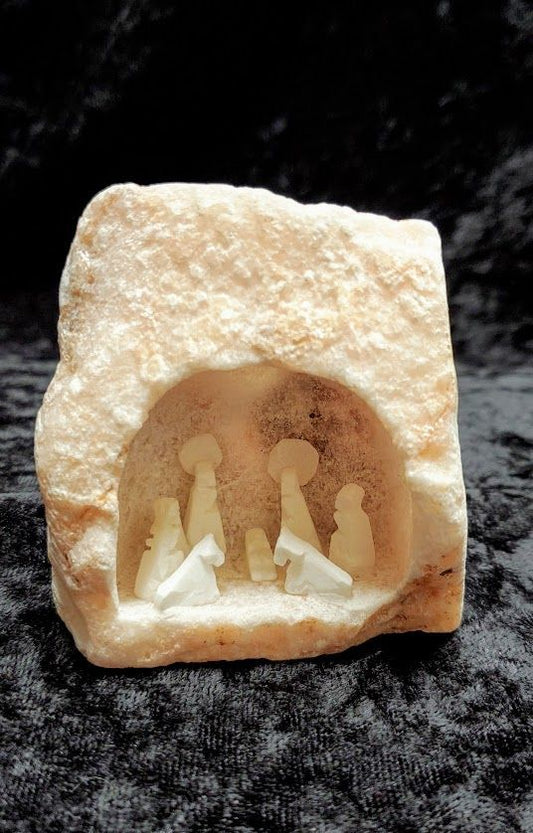 Alabaster Carved Nativity Scene – Handcrafted Holiday Decor