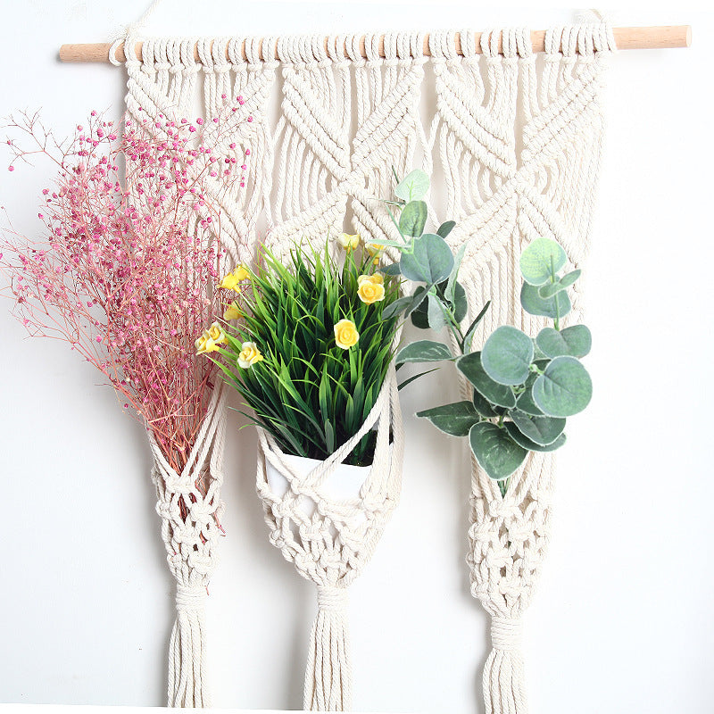 Woven Macrame Bohemian Flower Pot Rack