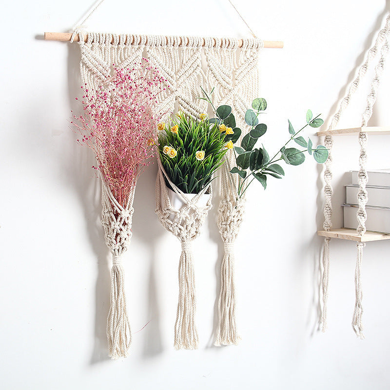 Woven Macrame Bohemian Flower Pot Rack