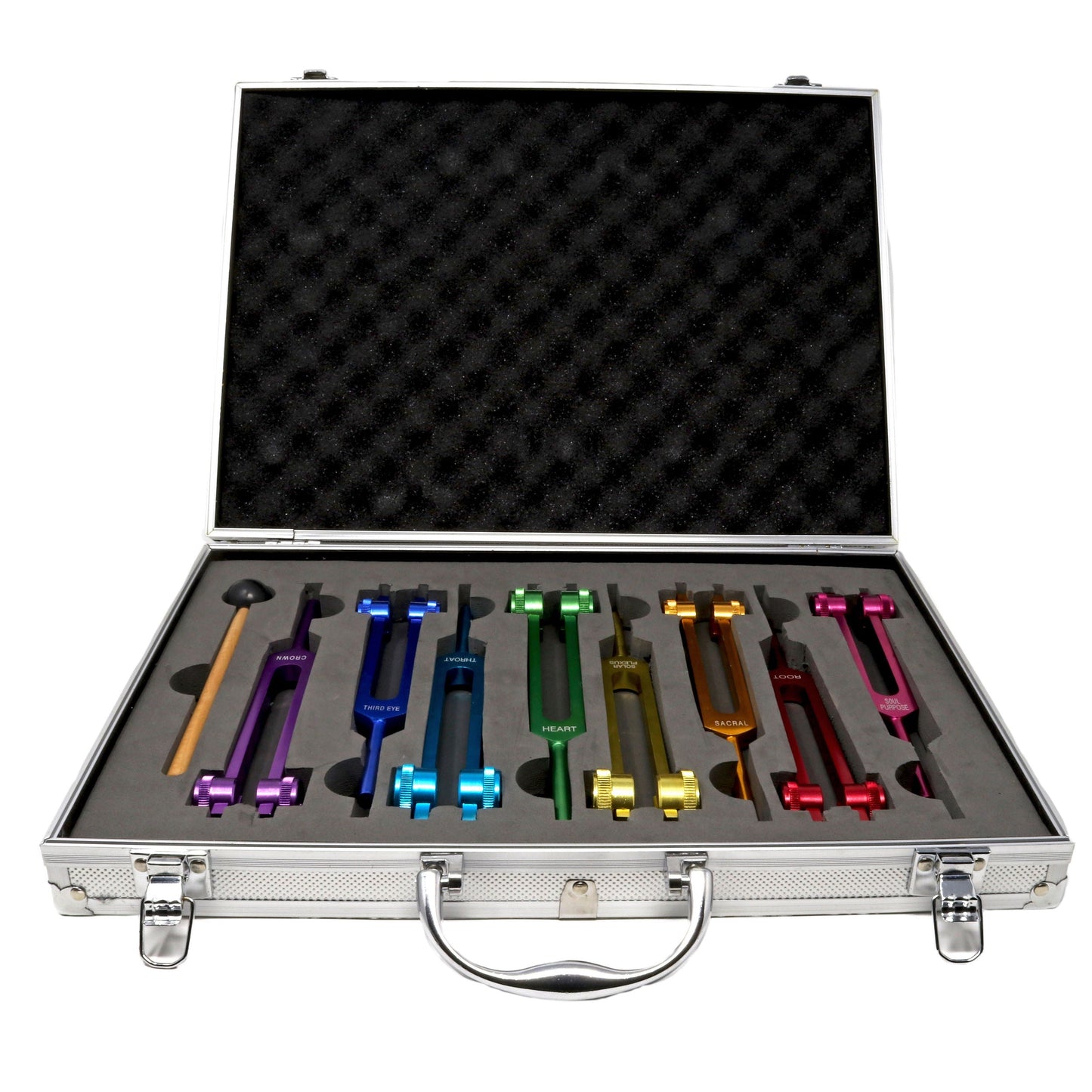 Rainbow Colored Metal Tuning Forks - Set of 8