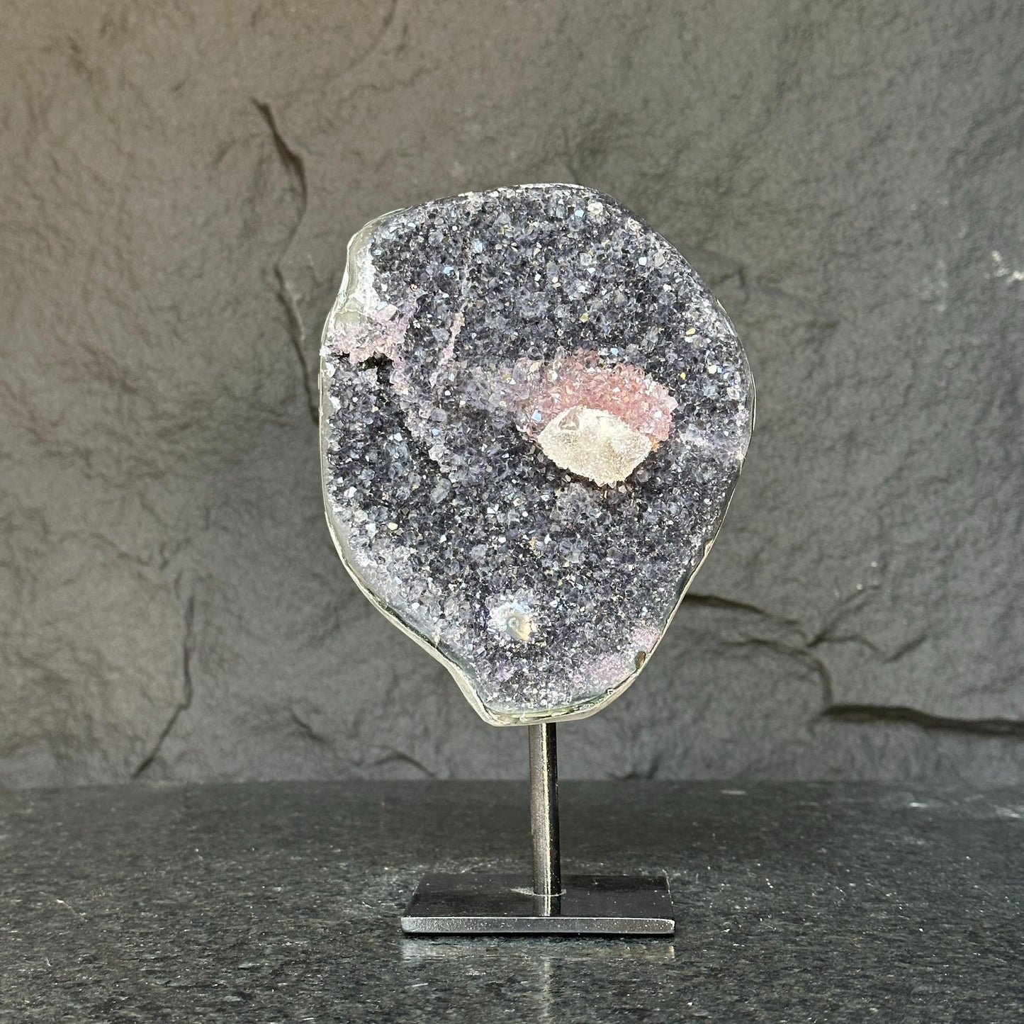 Amethyst with rare formations (Uraguey), with base