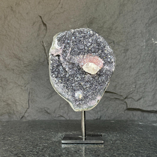 Amethyst with Rare Formations (Uruguay) – 3.6 lbs on Metal Base