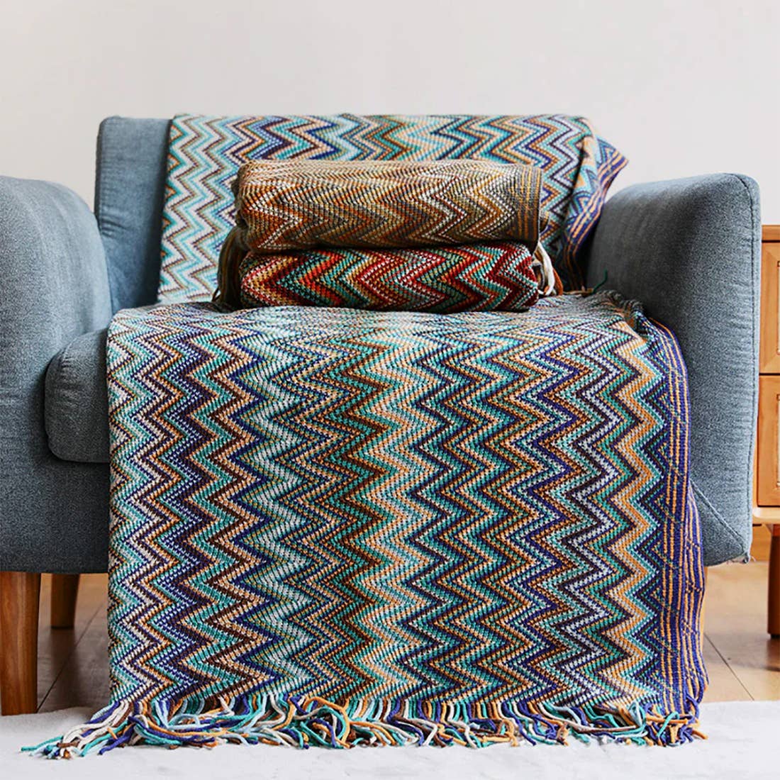 Zigzag Boho Throw Blanket