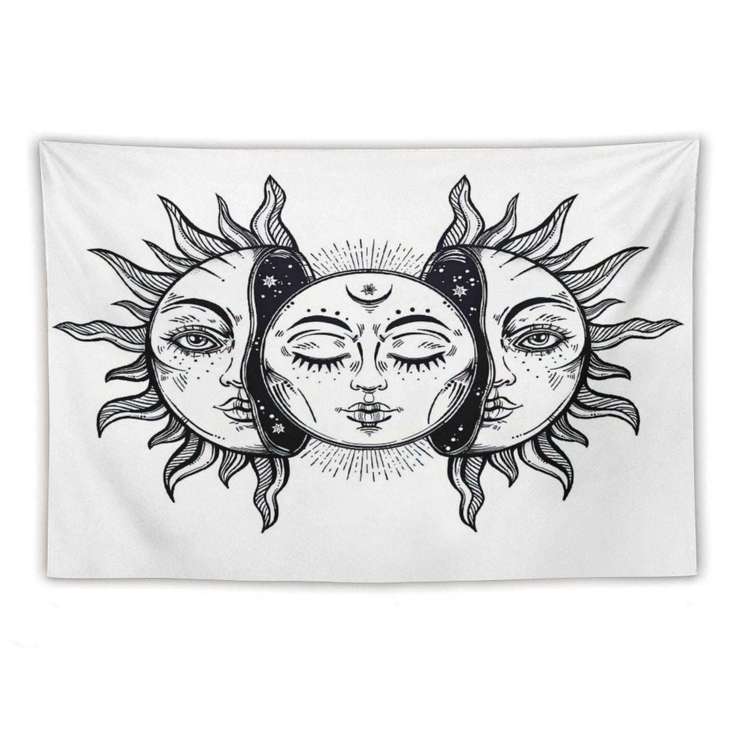 Vintage Solar Sun And Moon Tapestry