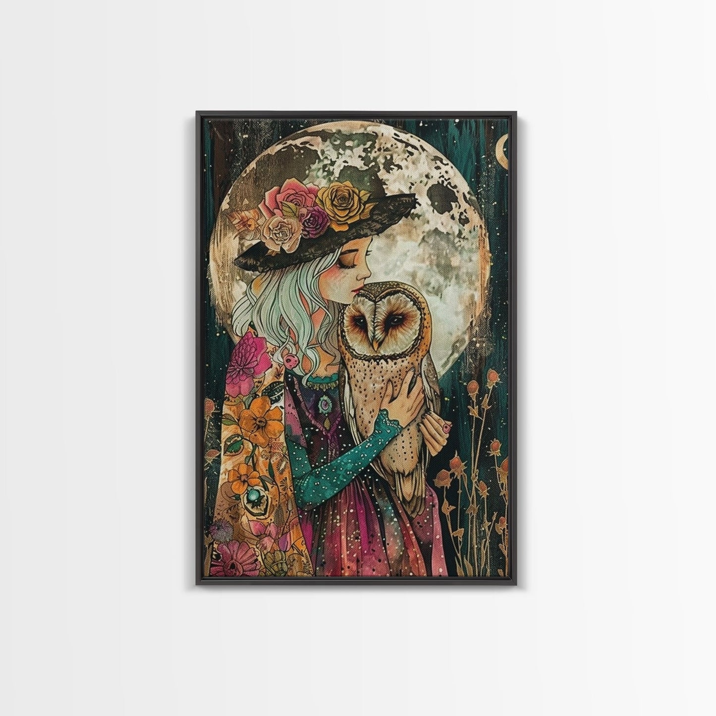 Witch Holding Owl wall art