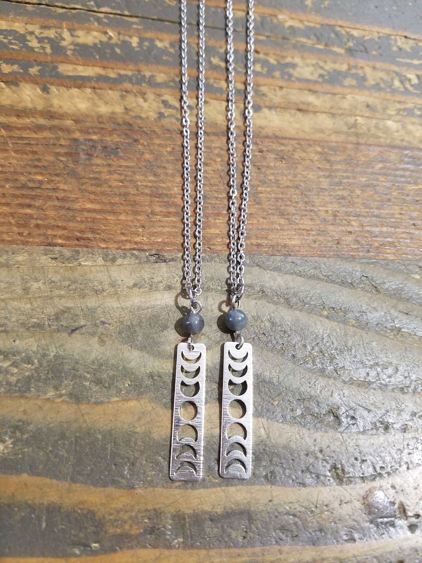 Moon Phase & Labradorite Necklace (Brass or Silver)
