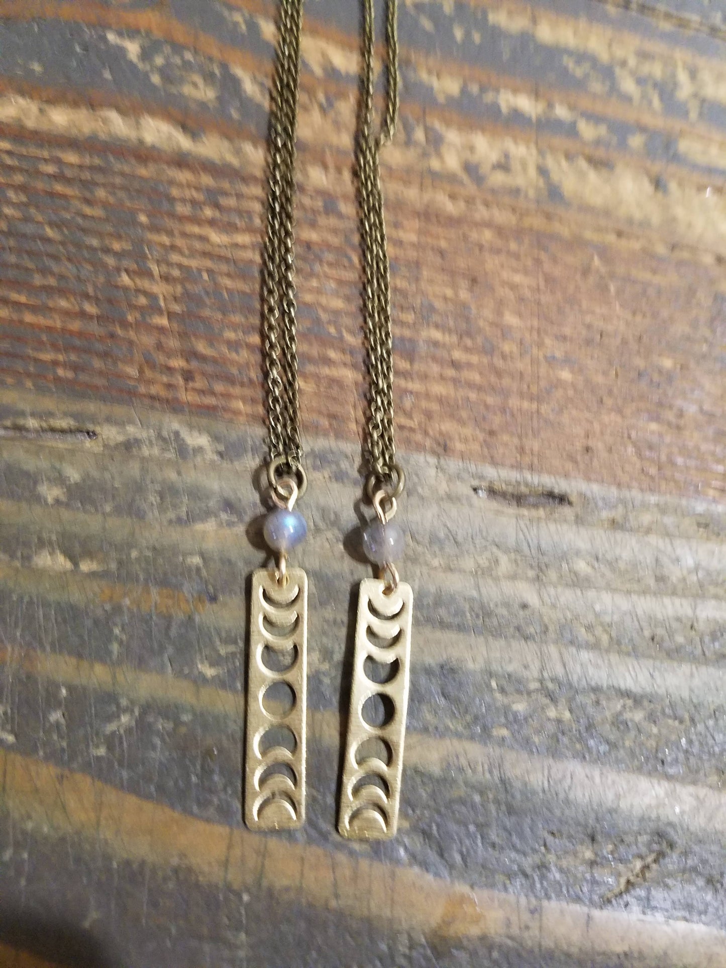 Moon Phase & Labradorite Necklace (Brass or Silver)