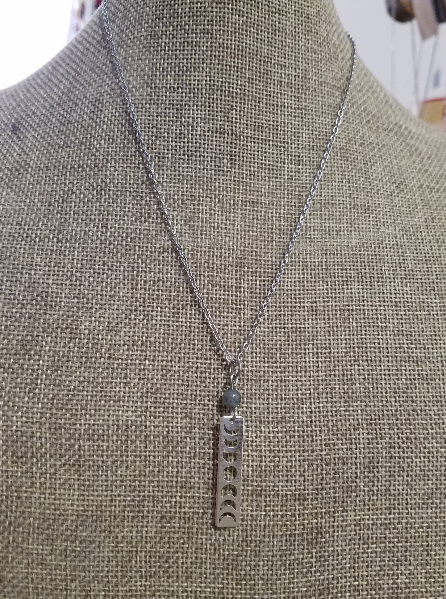 Moon Phase & Labradorite Necklace (Brass or Silver)