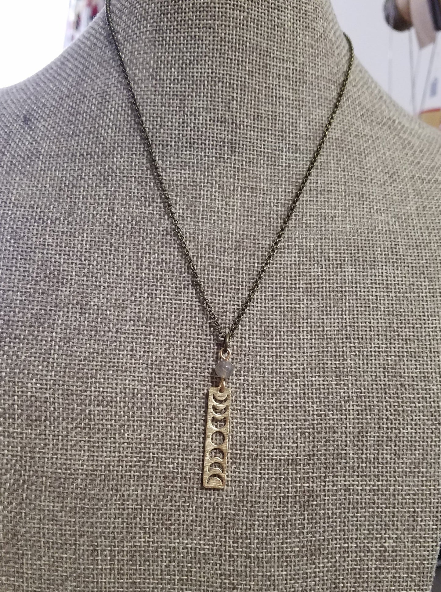 Moon Phase & Labradorite Necklace (Brass or Silver)