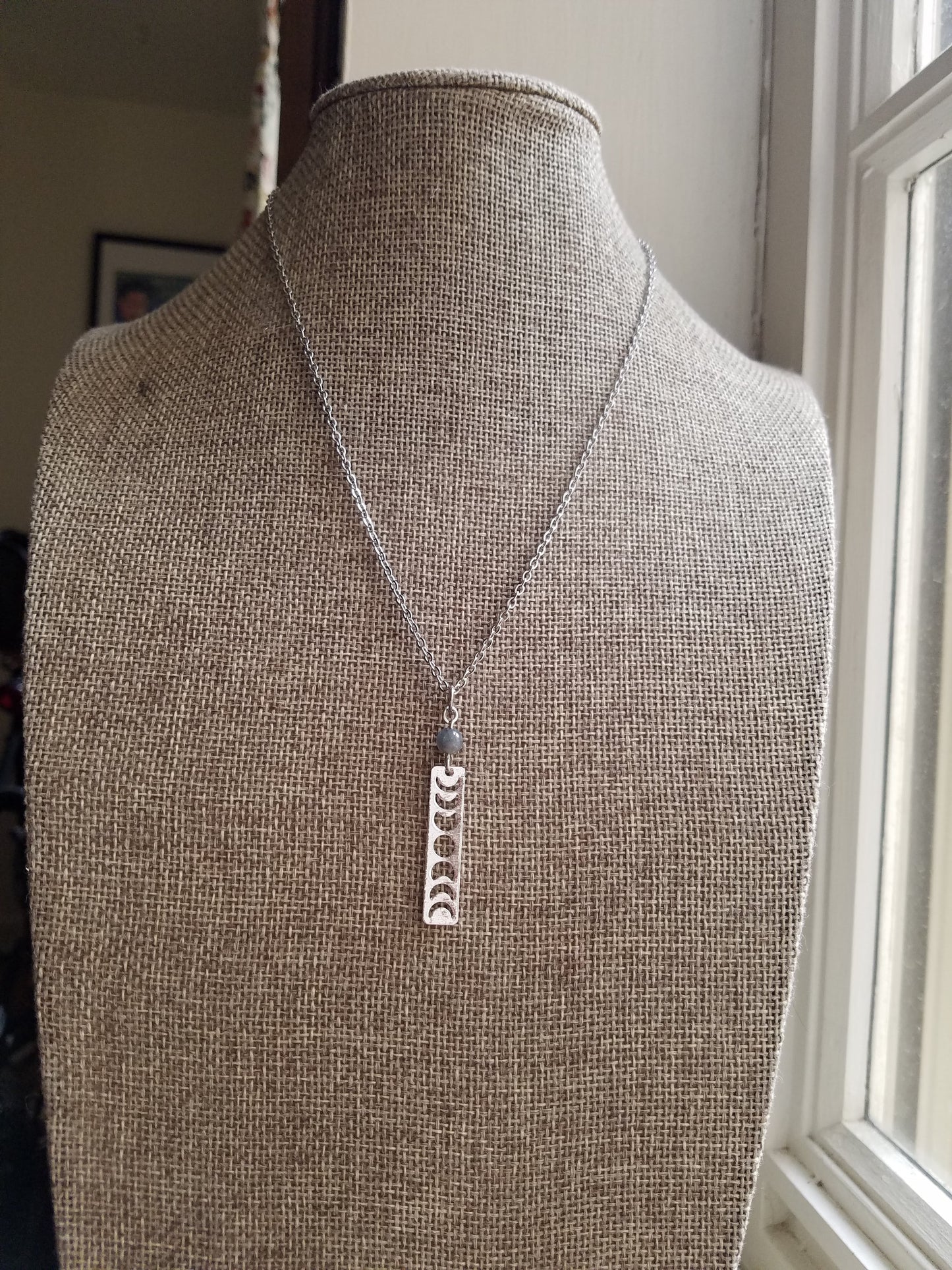 Moon Phase & Labradorite Necklace (Brass or Silver)