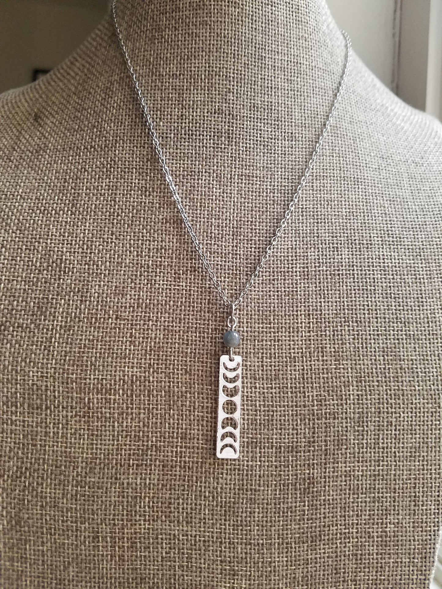 Moon Phase & Labradorite Necklace (Brass or Silver)