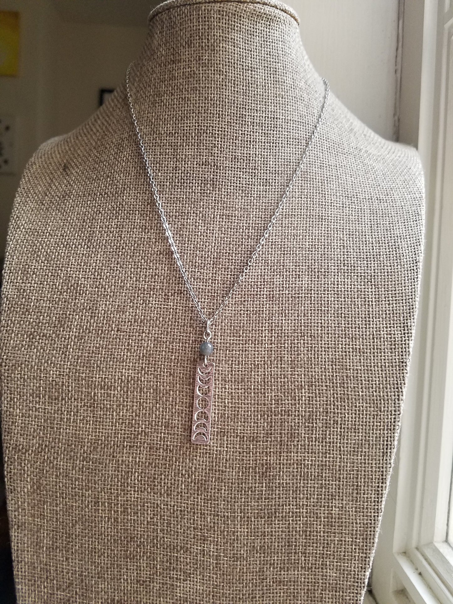Moon Phase & Labradorite Necklace (Brass or Silver)