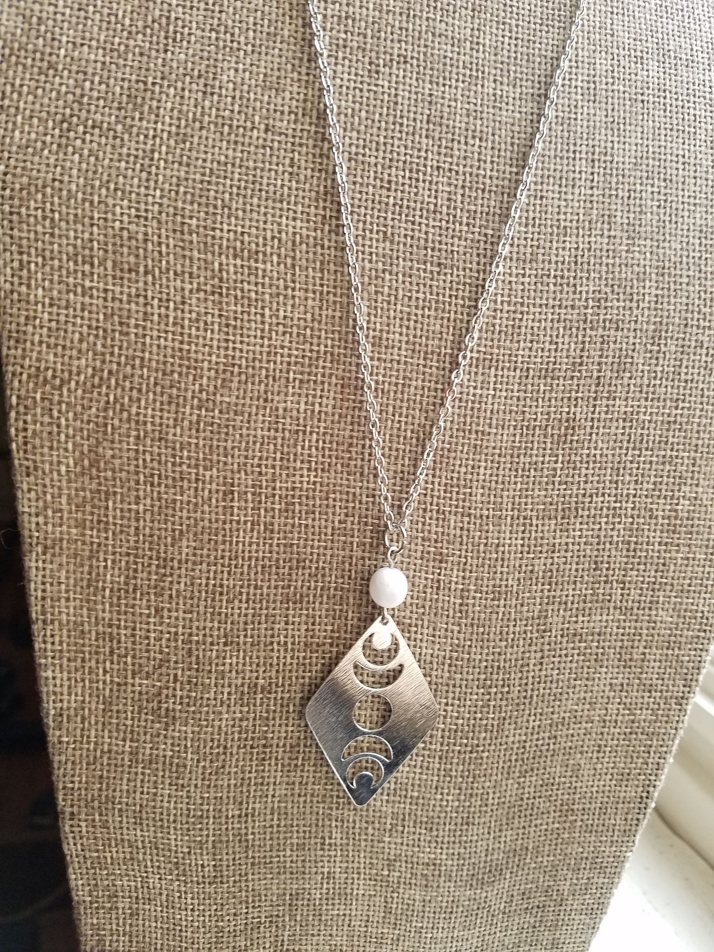 Brass Moon Phase and Moonstone Necklace