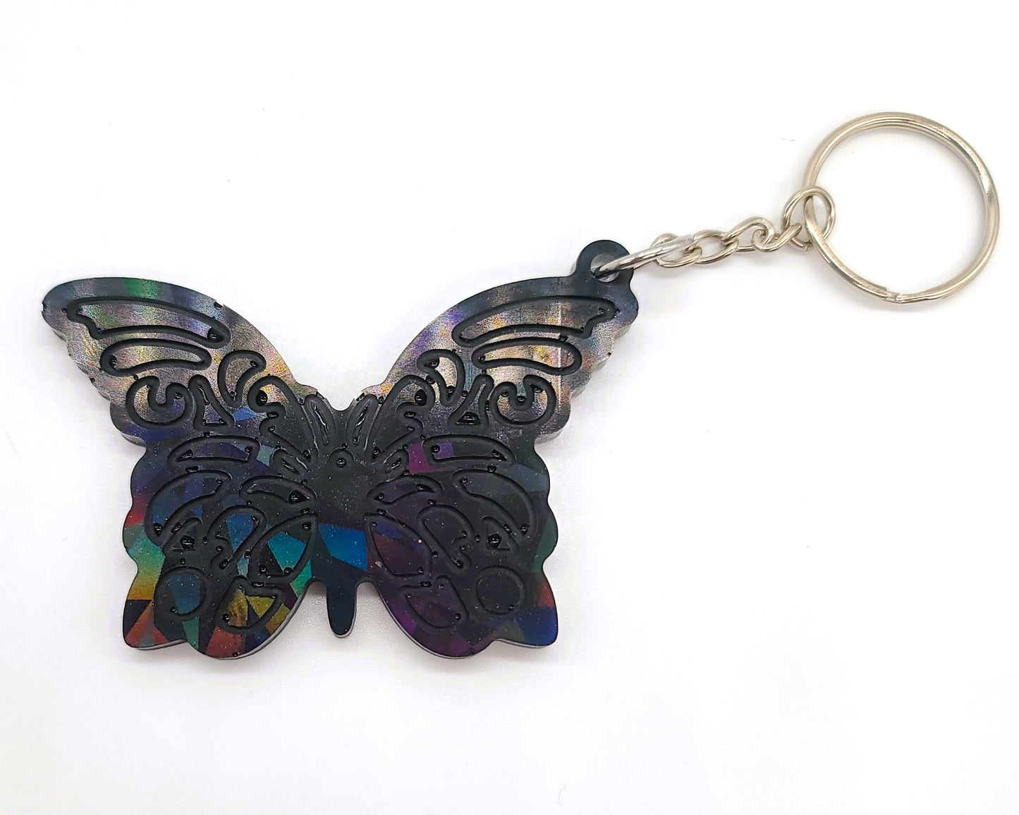 Holographic Black Butterfly - Key Chain
