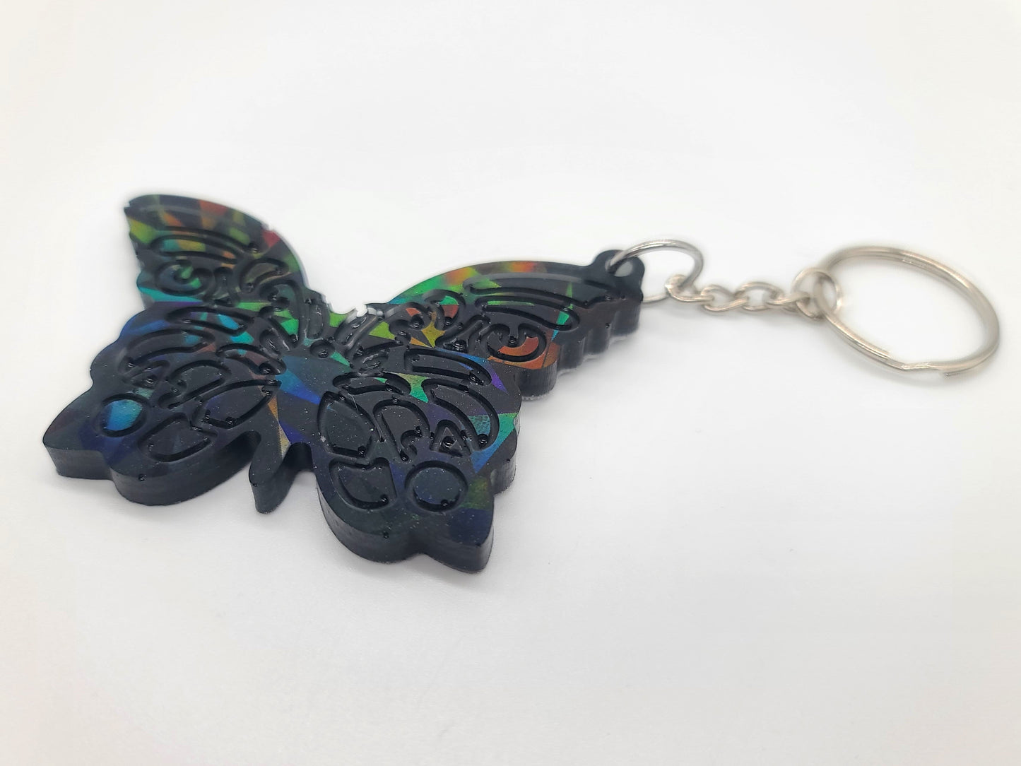 Holographic Black Butterfly - Key Chain