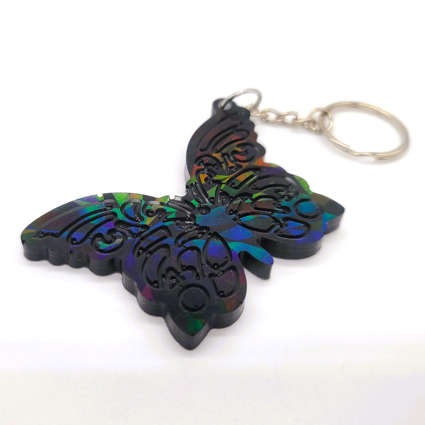 Holographic Black Butterfly - Key Chain