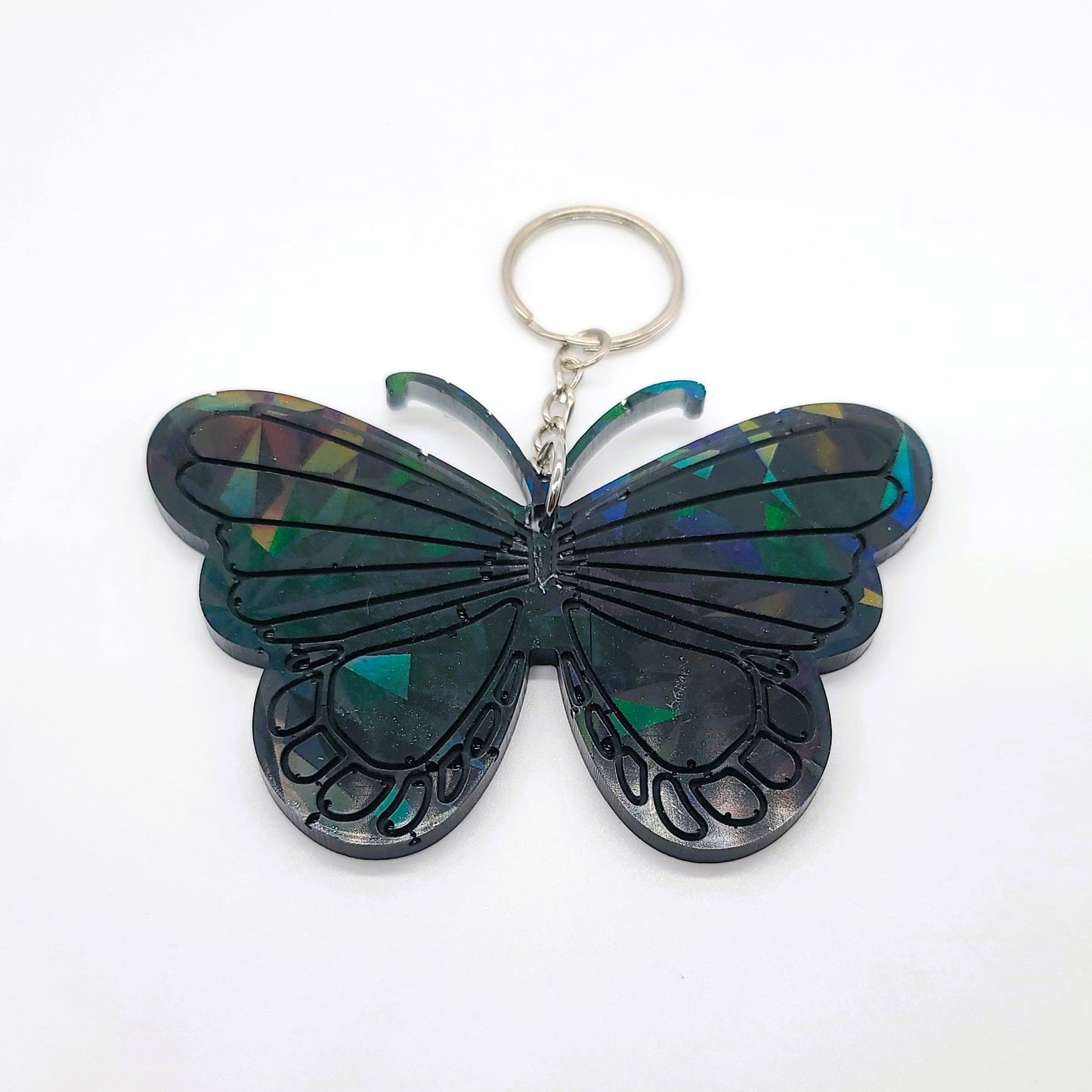 Holographic Black Butterfly - Key Chain