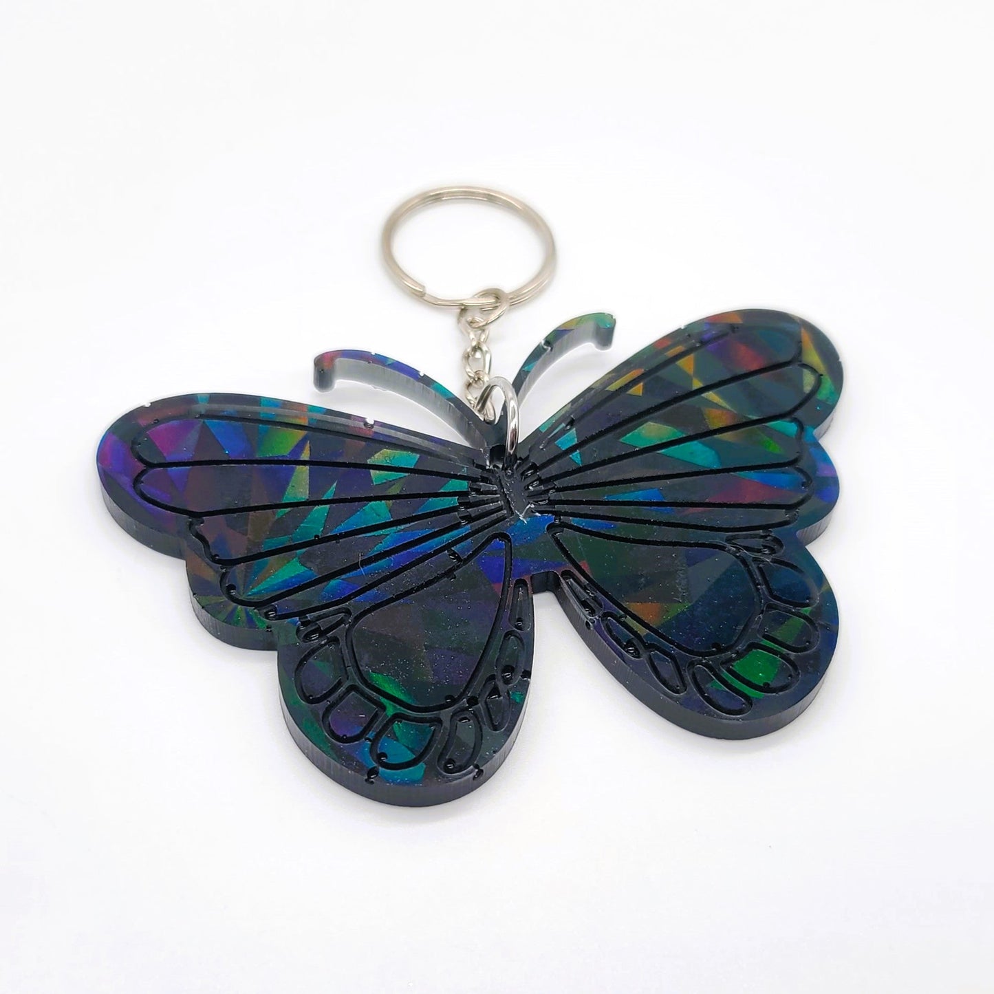 Holographic Black Butterfly - Key Chain