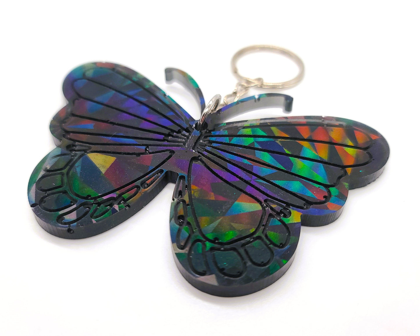 Holographic Black Butterfly - Key Chain