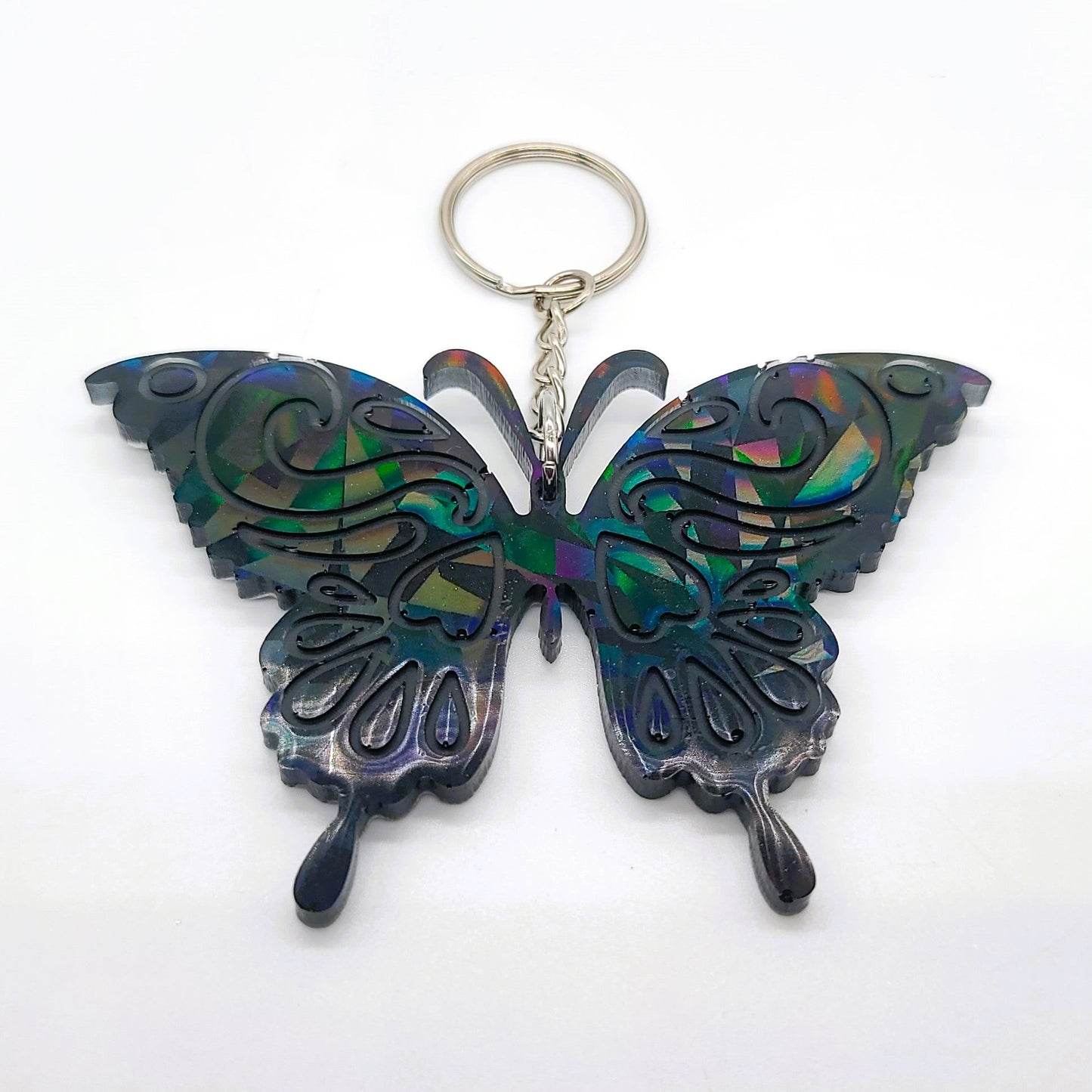 Holographic Black Butterfly - Key Chain