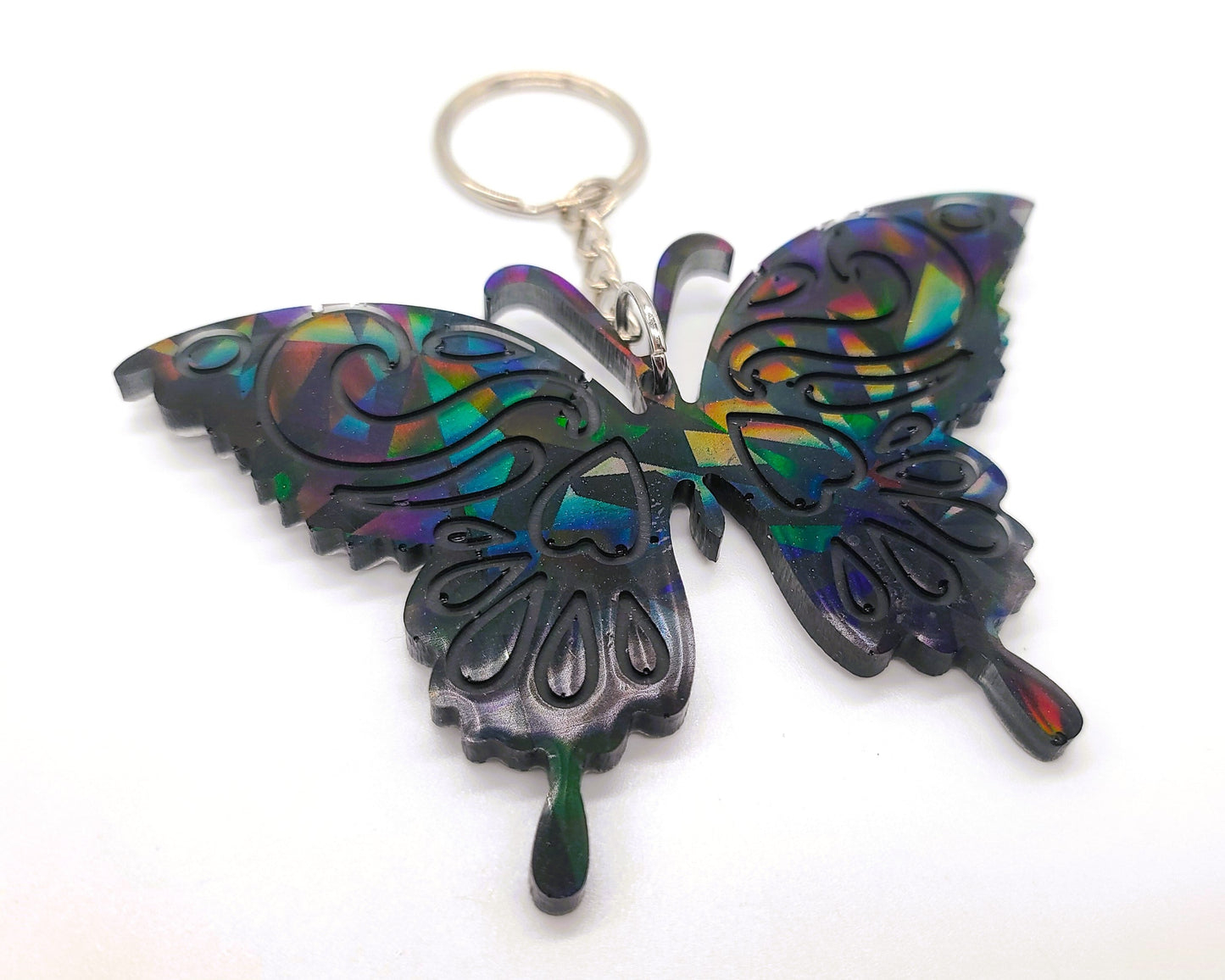 Holographic Black Butterfly - Key Chain