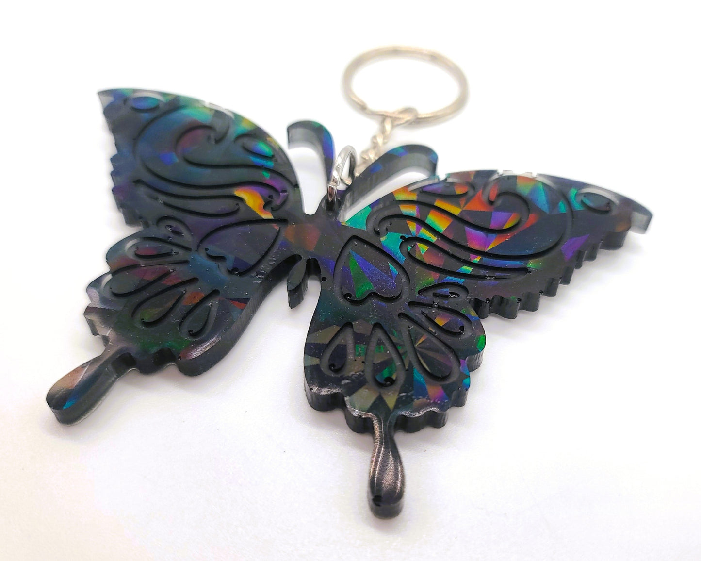 Holographic Black Butterfly - Key Chain