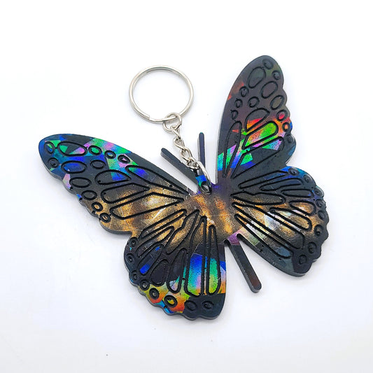 Holographic Black Butterfly - Key Chain