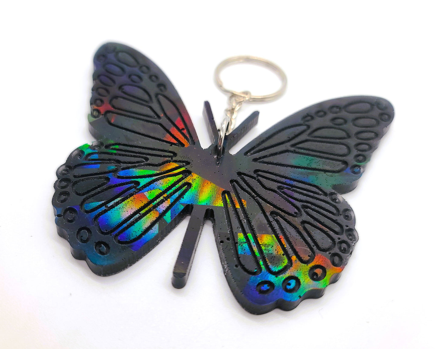 Holographic Black Butterfly - Key Chain