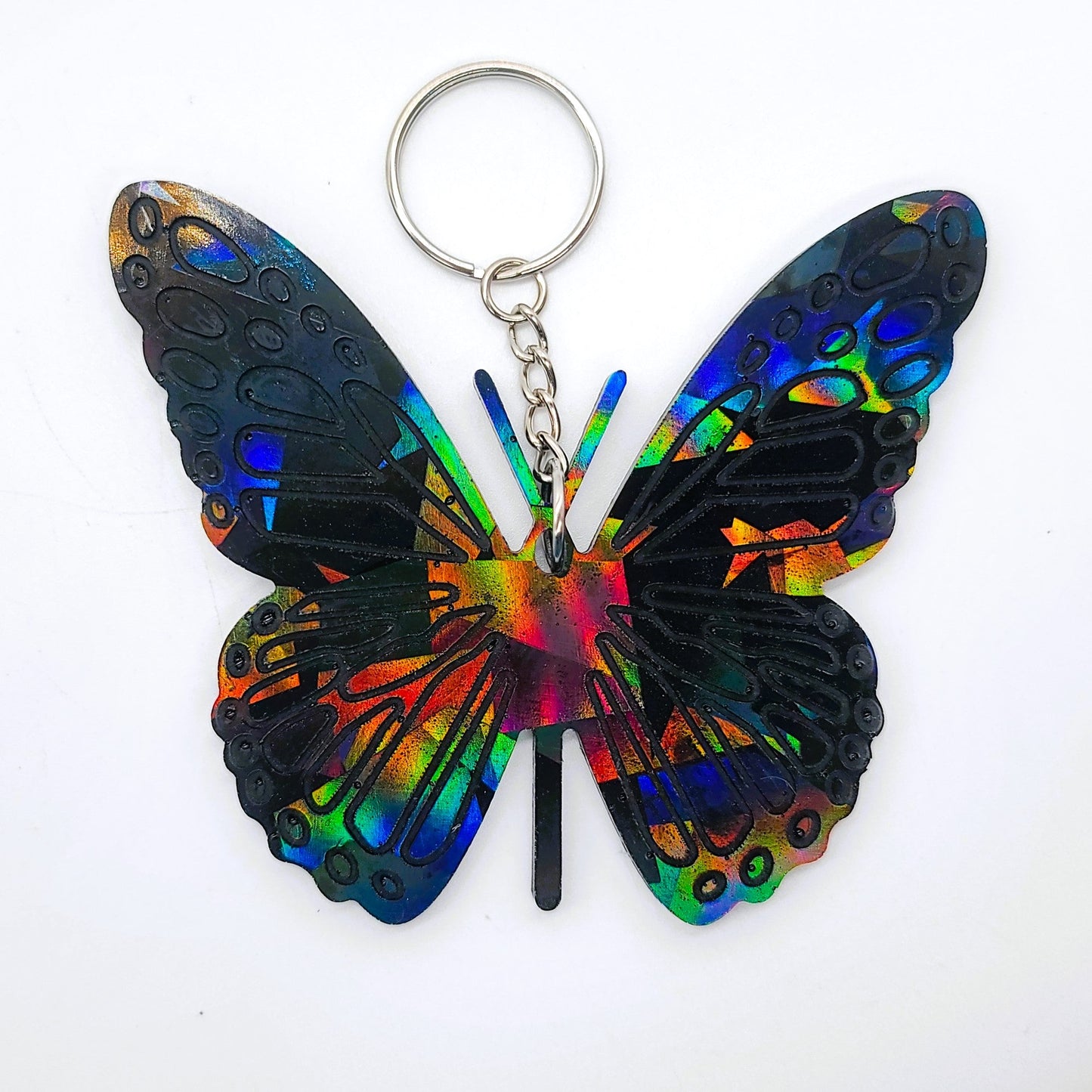 Holographic Black Butterfly - Key Chain