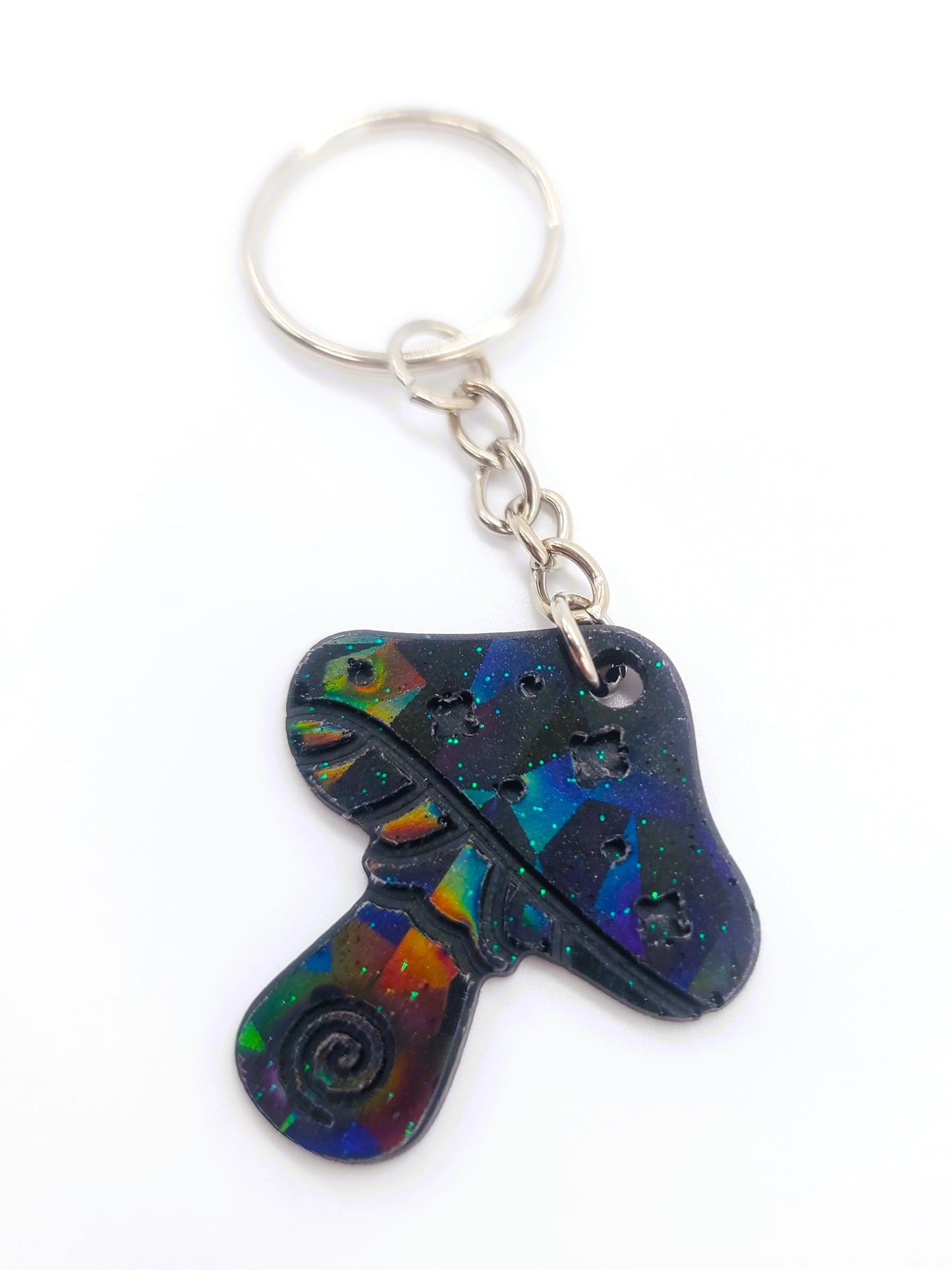 Holographic Mushroom Key Chain