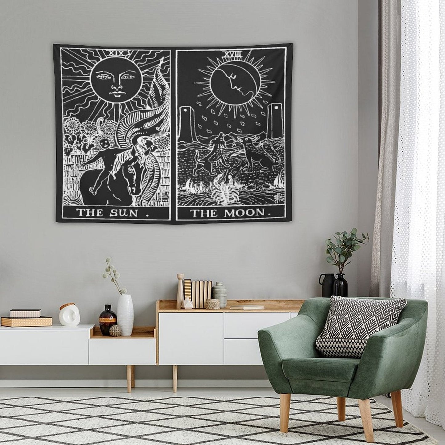 The Sun And Moon Tarot Cards Pearl & Obsidian Tapestry