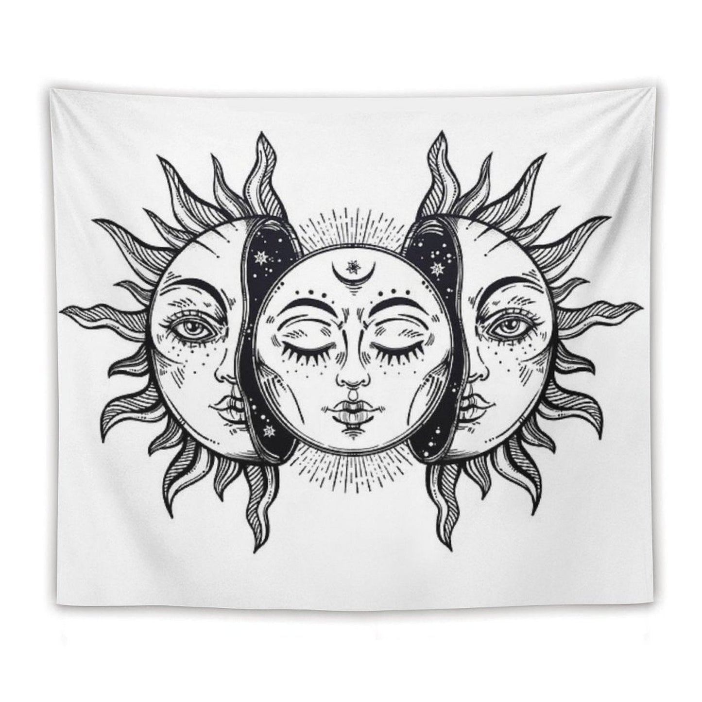 Vintage Solar Eclipse Sun And Moon Tapestry