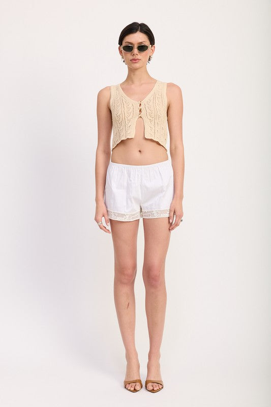 CROCHET BUTTON FRONT VEST TOP