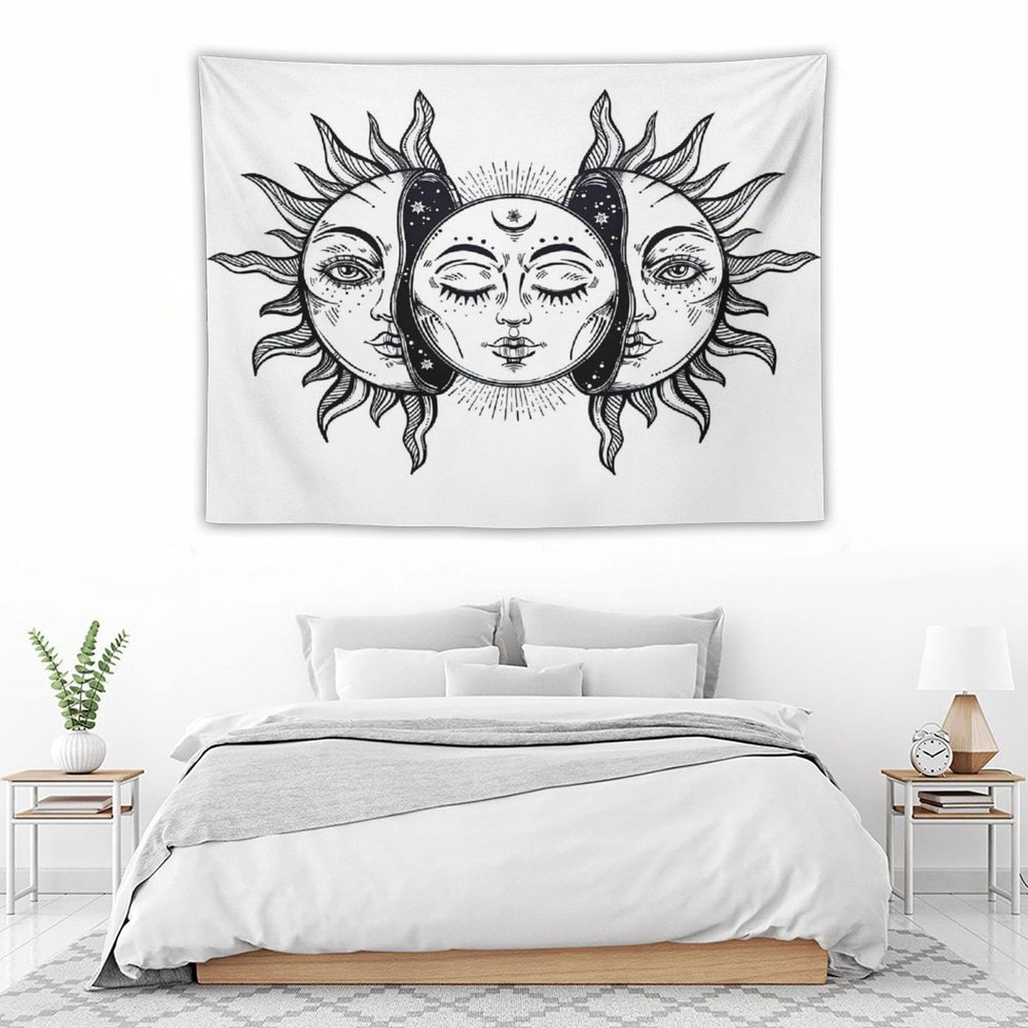 Vintage Solar Sun And Moon Tapestry