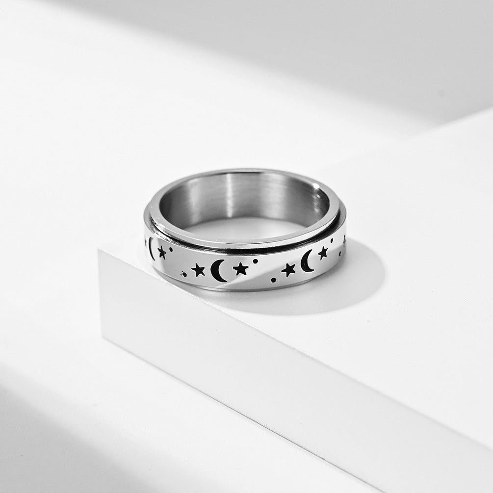 SPINNING MOON & STAR RING