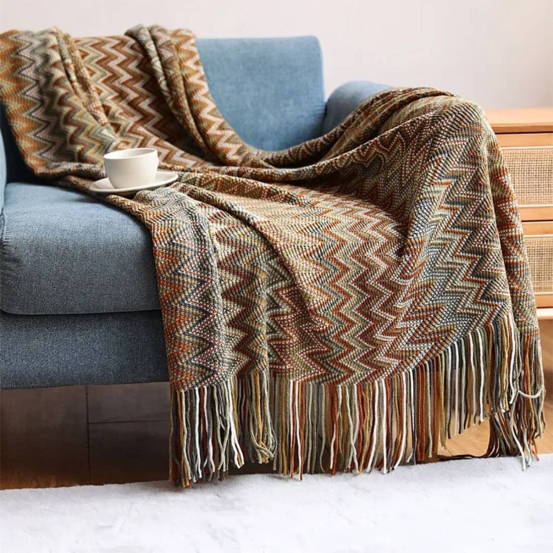 Zigzag Boho Throw Blanket