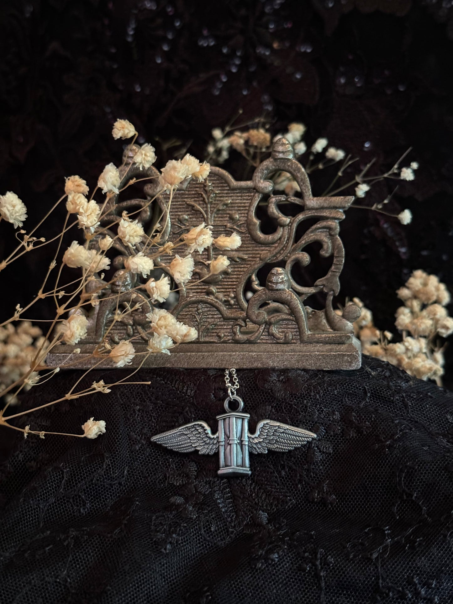 Carved In Stone- Hour Glass with Wings