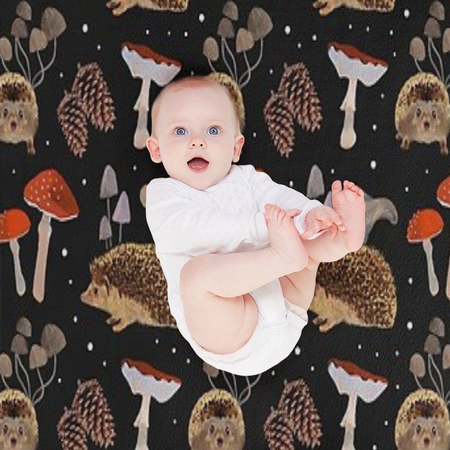 Hedgehogs & Mushrooms Throw Blanket