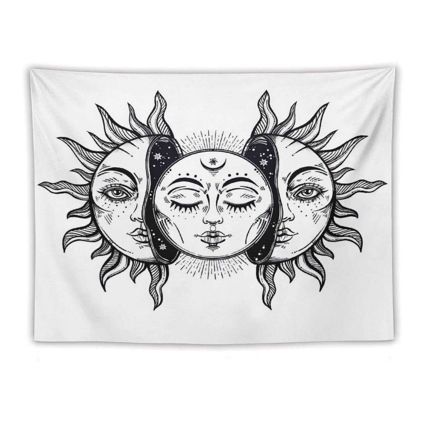 Vintage Solar Sun And Moon Tapestry
