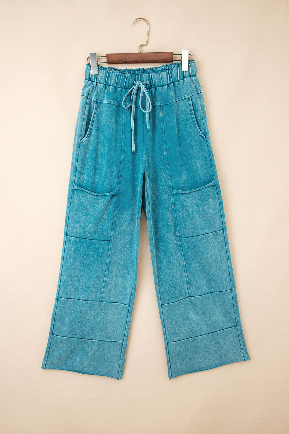 Wild Ginger Mineral Wash Knot High Waist Raw Hem Pants